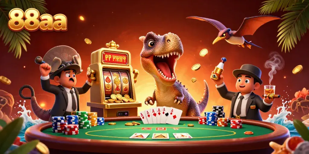 Experience the excitement of 88aa casino gaming, with vibrant characters and lively slots.