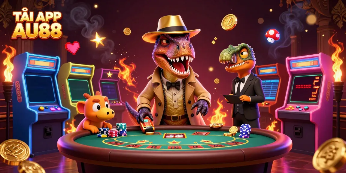 TẢI APP AU88 to experience thrilling online gaming with a 3D velociraptor card counter and pit boss atmosphere.