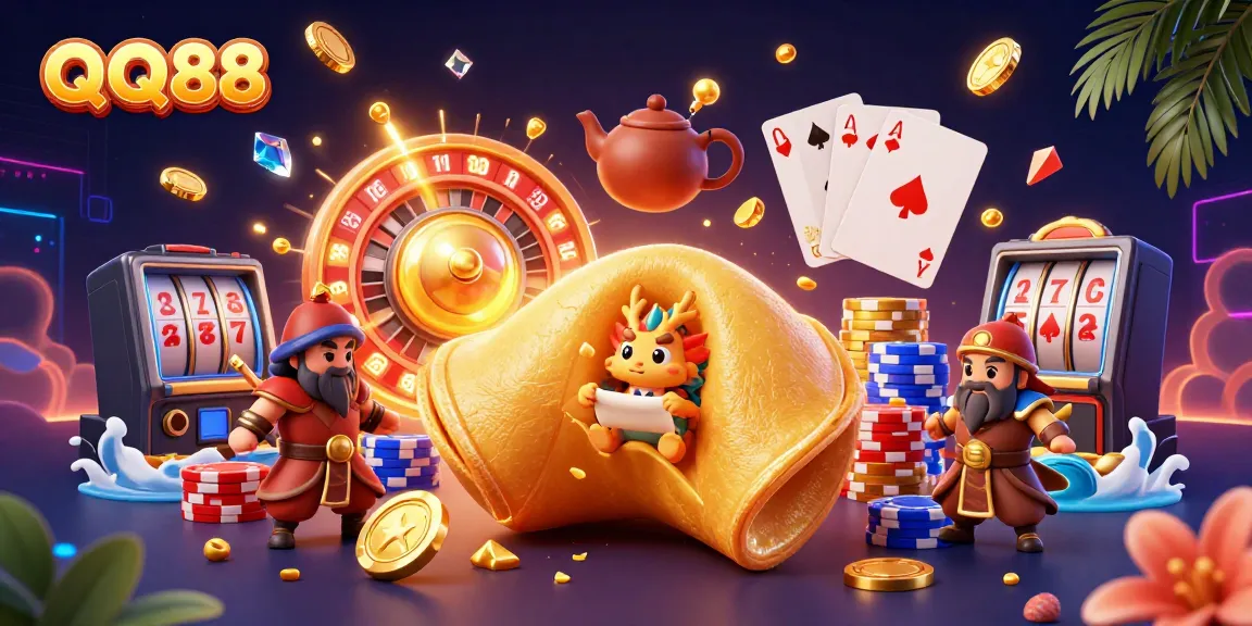 Experience winning strategies with QQ88's dynamic gaming universe in this vibrant illustration.