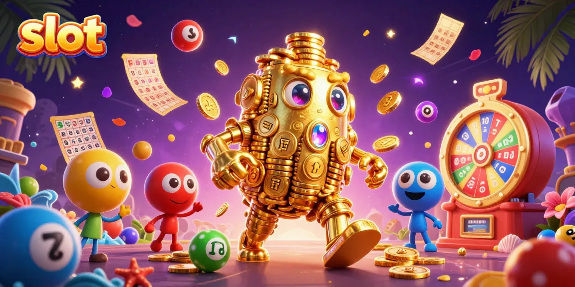 Experience the thrill of slots with a vibrant illustration of a golden golem amidst dynamic casino elements.