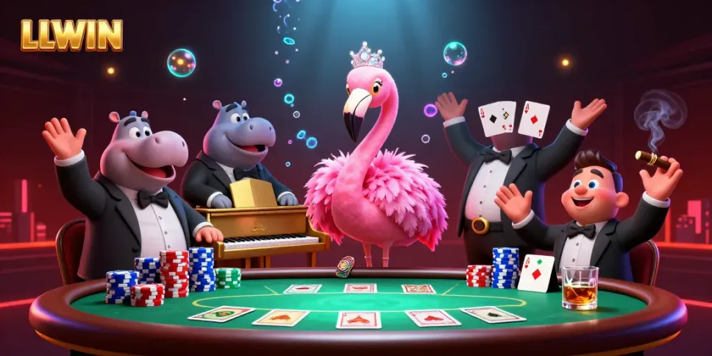 Engage in thrilling casino games at LLWIN with vibrant visuals and charismatic characters.