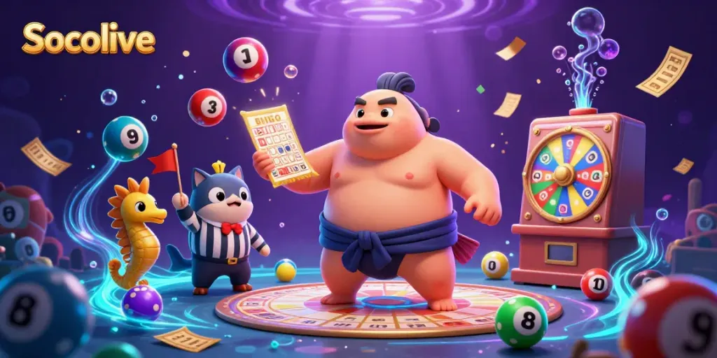 Socolive captures thrilling underwater gambling action with dynamic colorful elements and engaging characters.