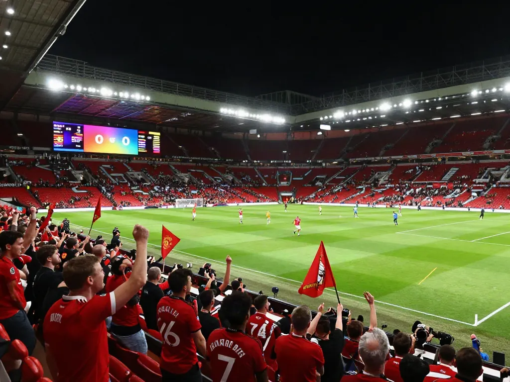 Manchester United vs Liverpool match atmosphere showcasing fans cheering and players in action, highlighting แมนยู vs ลิเวอร์พูล 10 นัดล่าสุด rivalry.