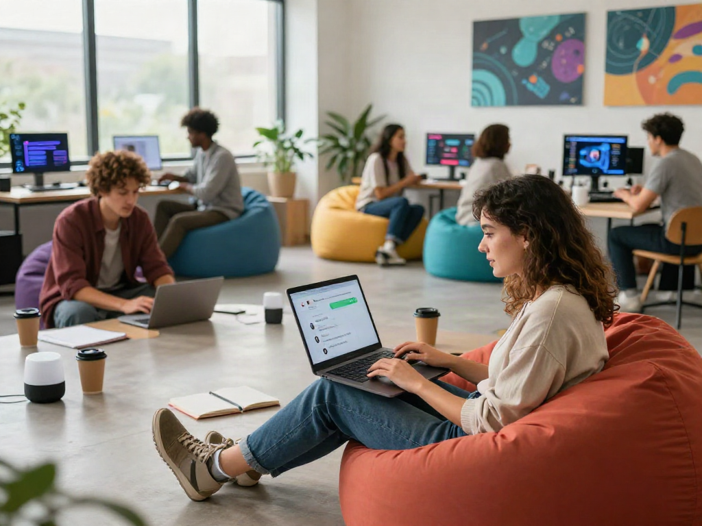 Users actively collaborating in a modern workspace with an unfiltered AI chat platform.