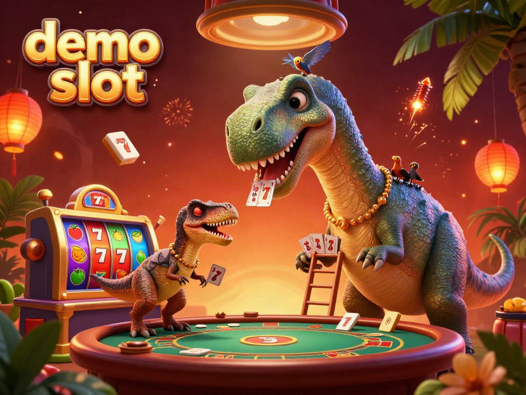 Play demo slot to win big in a vibrant cartoon casino scene with dynamic elements.