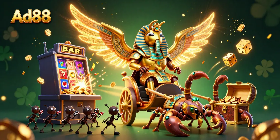 Ad88 illustrates an exciting casino experience with golden elements and dynamic gaming action.