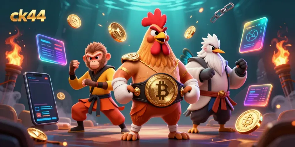 Experience ck44 with vibrant, cartoon-style casino heroes and dynamic digital elements.