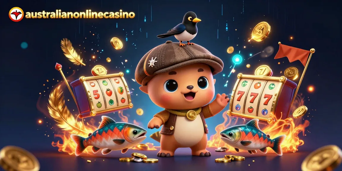 Play engaging games at australianonlinecasino with charming characters and vibrant casino elements.