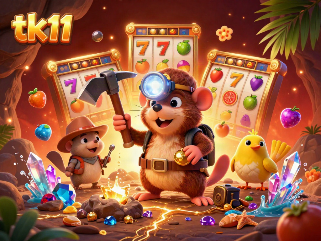 Engaging tk11 slot game scene featuring a cartoon mole, vibrant symbols, and dynamic animations for immersive gameplay.
