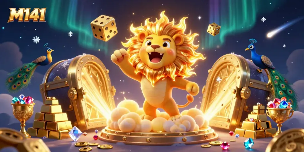 Experience M141 with dazzling treasures and vibrant casino elements gleaming in a colorful 3D scene.