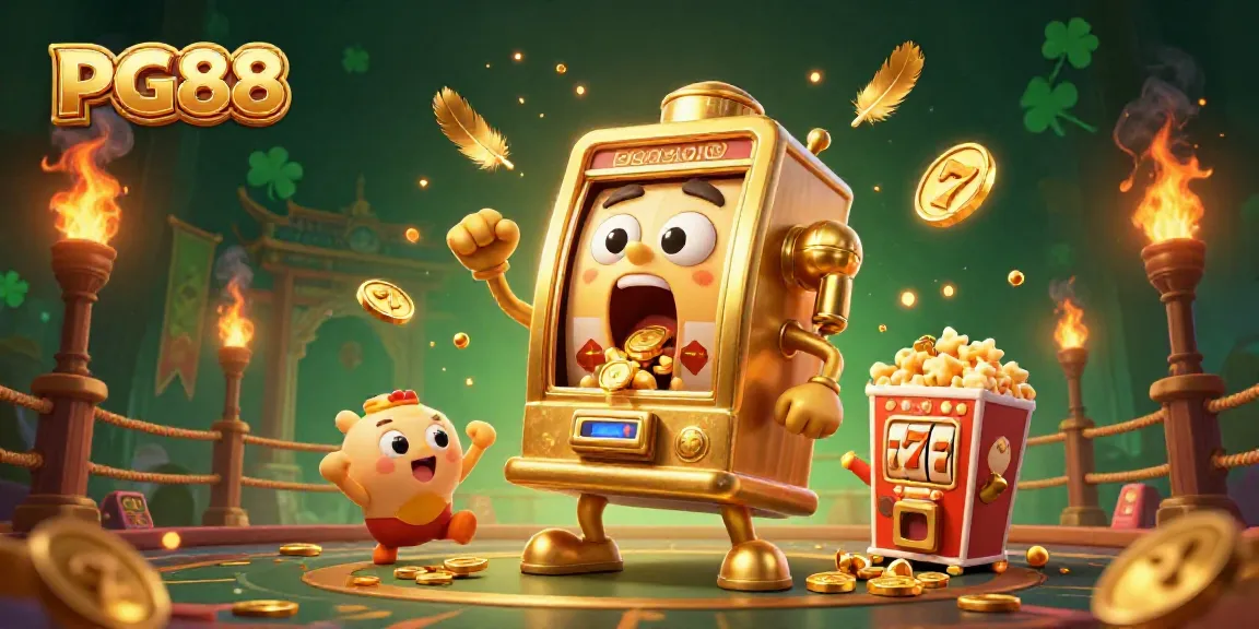 Experience the thrilling jackpot moment with PG88's lively golden slot machine and vibrant celebration.