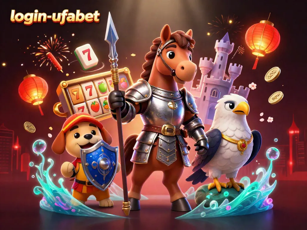 Experience seamless gaming with login-ufabet, featuring vibrant 3D characters and dynamic casino elements.