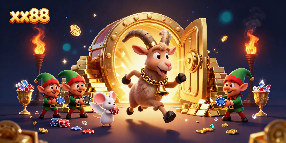 Experience engage with xx88's vibrant casino atmosphere, featuring characters in action amidst golden treasures.